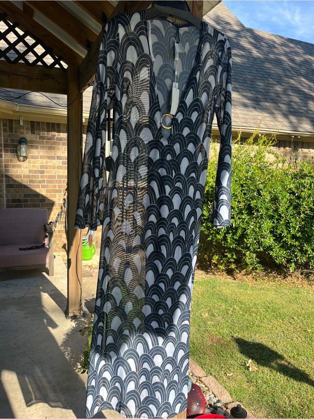 Trina Turk Navy & White Arch-Print Sheer Maxi Cover-Up - Picture 4 of 9